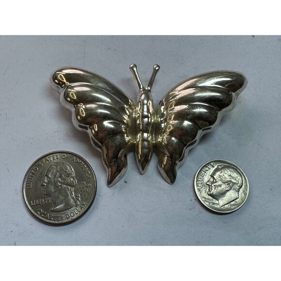 Estate Sterling Silver 925 Butterfly Brooch Pin TC-75 Mexico Vintage Jewelry 21. - Picture 6 of 8